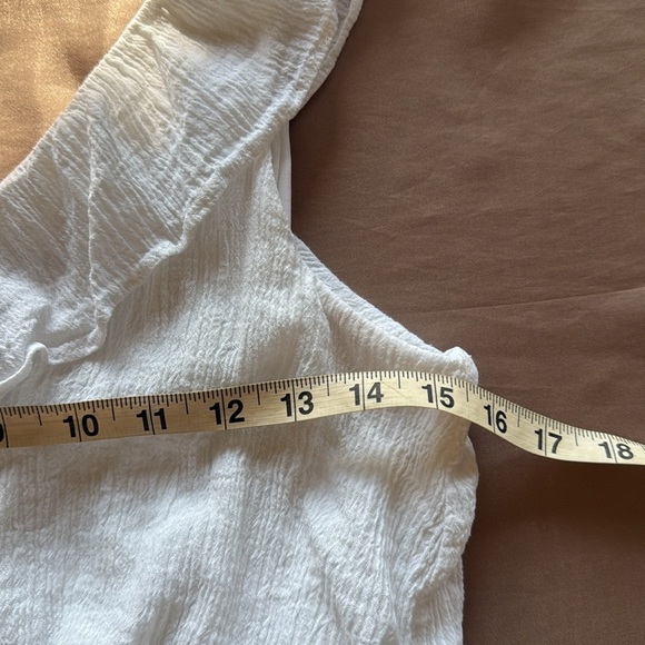 Jodi Kristopher White One-Shoulder Ruffle Column Maxi Dress Crinkle Cotton - Picture 5 of 11